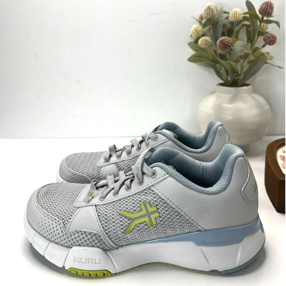 Kuru Quantum 2.0 Walking Comfort Sneaker Dove Gray/Pale Lime Women 6.5M NWOB